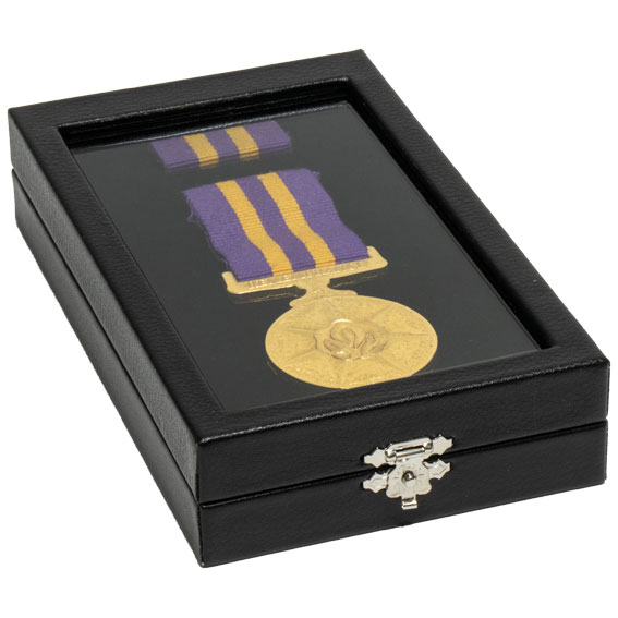 W large rectangular clear lid leatherette medal display case jpg