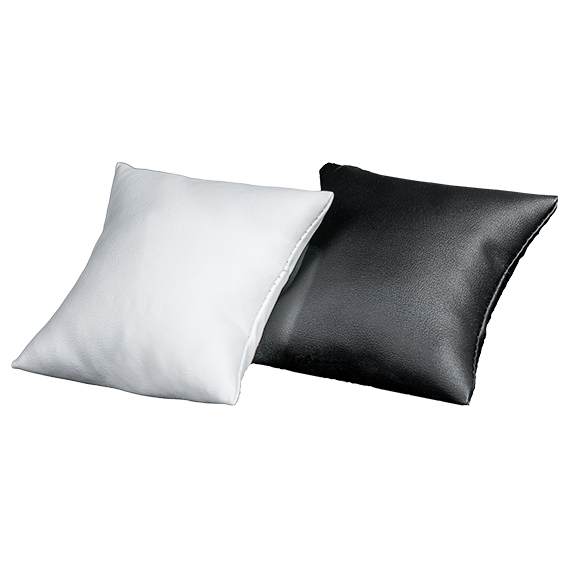 J W J B leatherette bangle watch pillow display white black jpg