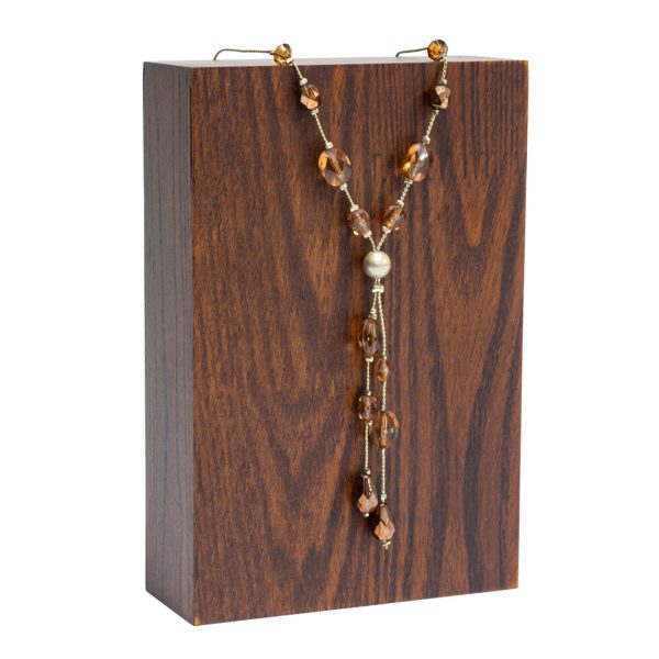 J Ash wooden necklace display with Velcro holder ash wood necklace front view jpg