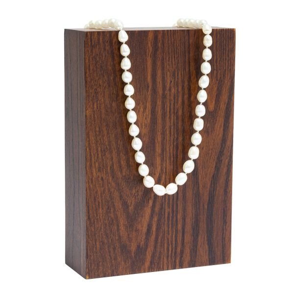 J Ash wooden necklace display with Velcro holder ash wood pearl necklace front view jpg
