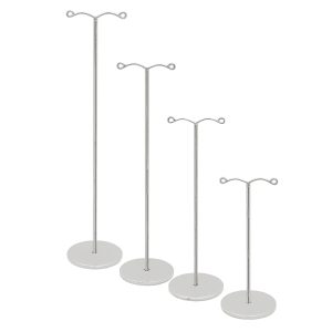 MET-S - group of silver metal earring display trees - four heights - small, medium, tall, extra tall